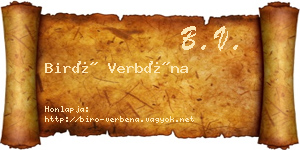 Biró Verbéna névjegykártya